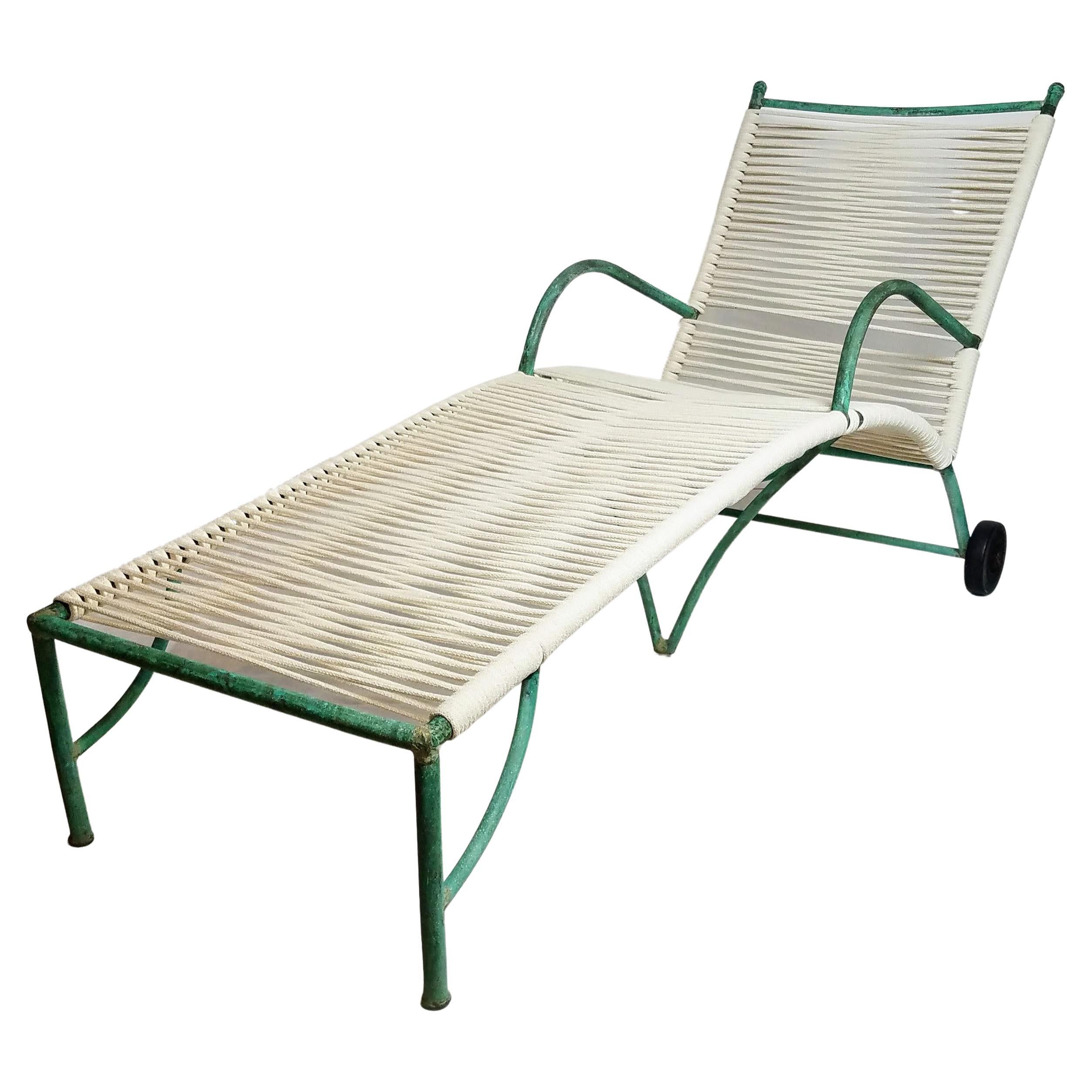 Robert Lewis Early Copper Chaise Lounge Center Brace Santa Barbara CA. 1930s For Sale