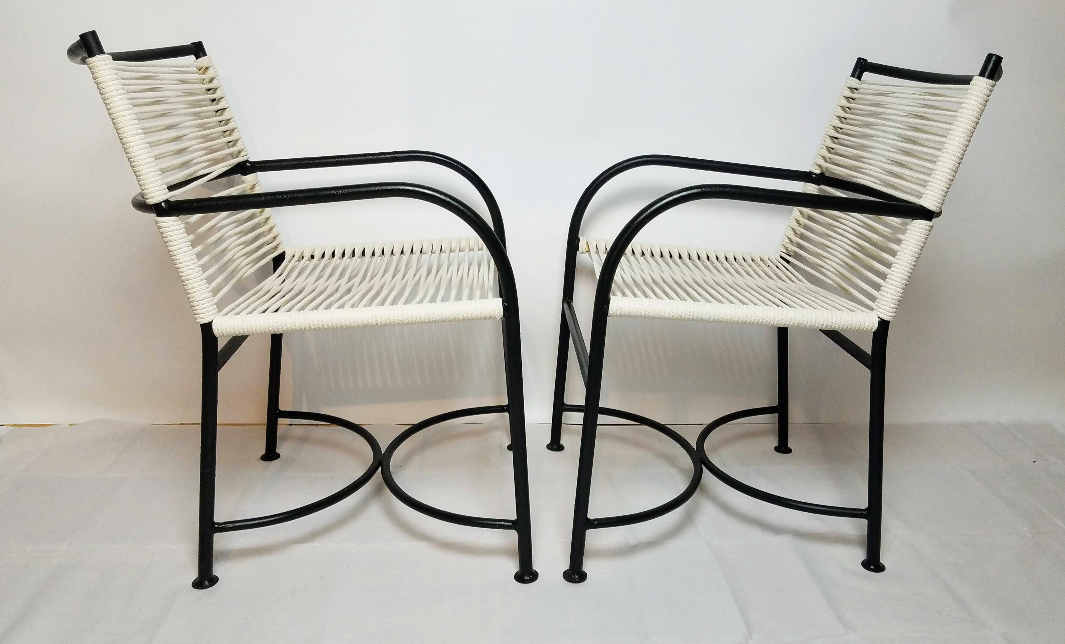 Américain Paire de fauteuils en acier plaqué Robert Lewis, fabriqués à la main à Santa Barbara, Californie, années 1930/40 en vente