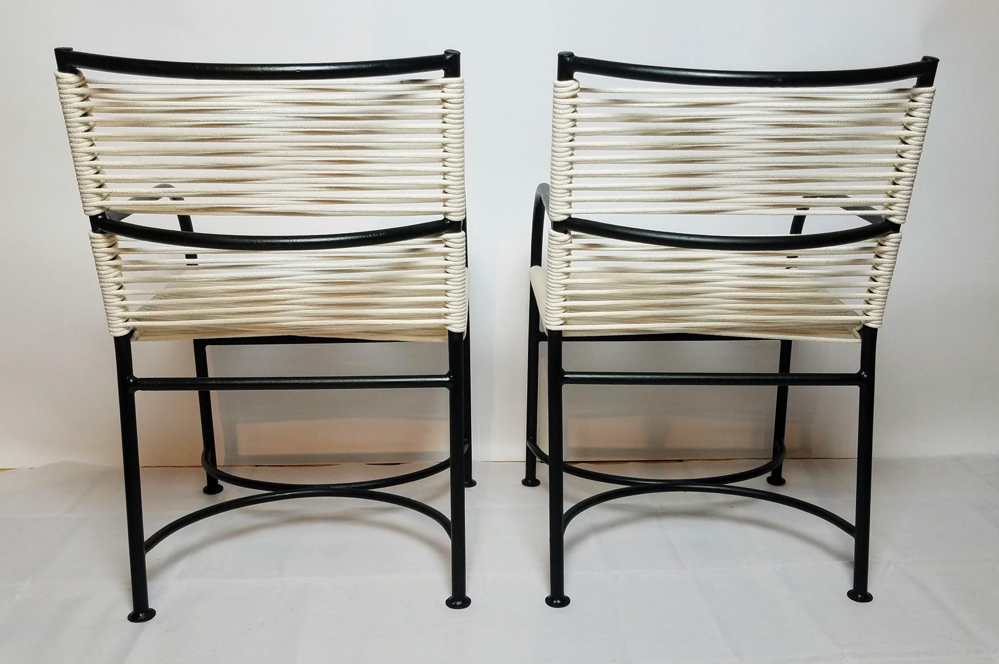 Lacquered Robert Lewis Pair Steel Pipe Armchairs Hand Built Santa Barbara CA, 1930s/40s For Sale