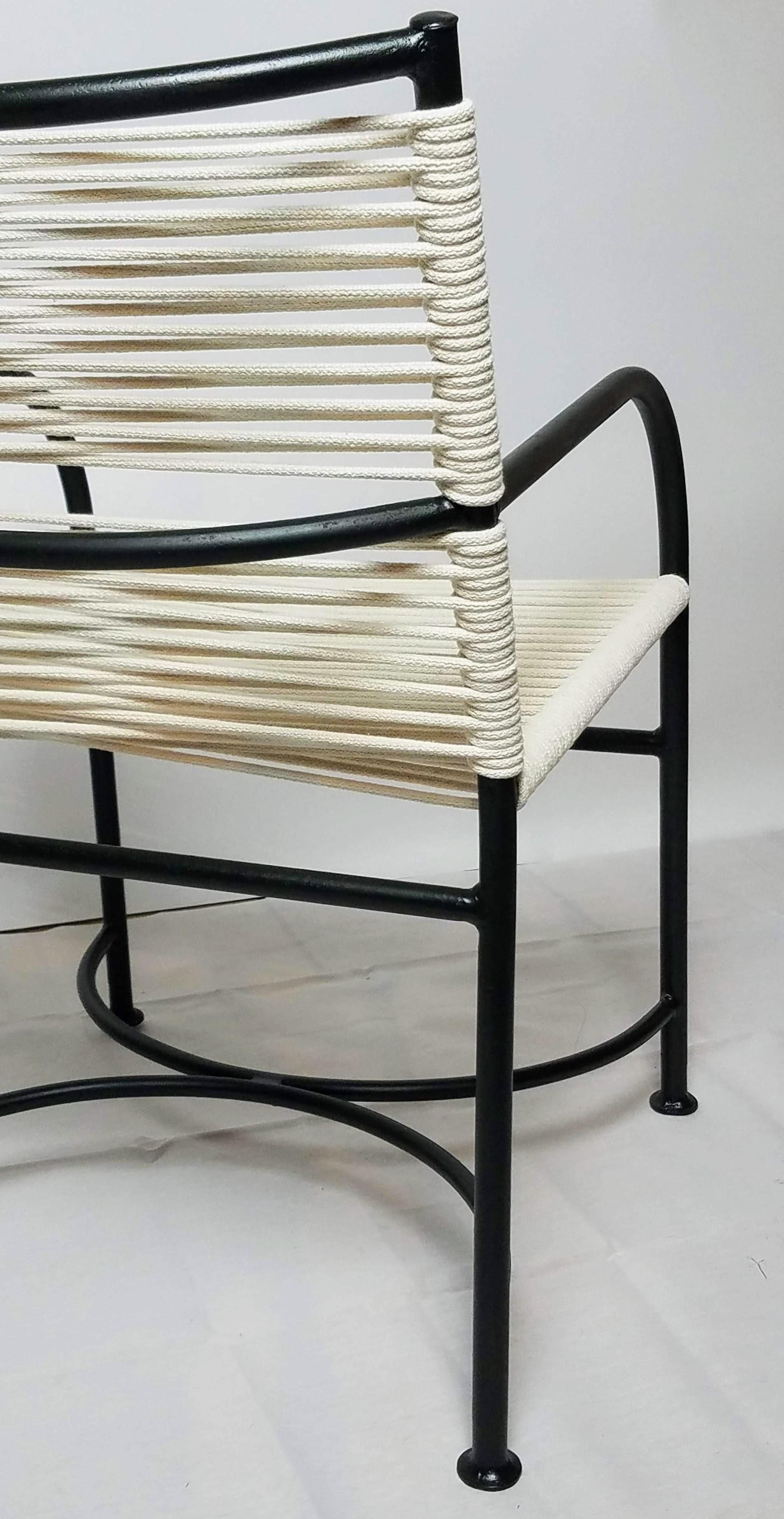Robert Lewis Pair Steel Pipe Armchairs Hand Built Santa Barbara CA, 1930s/40s In Good Condition For Sale In Camden, ME