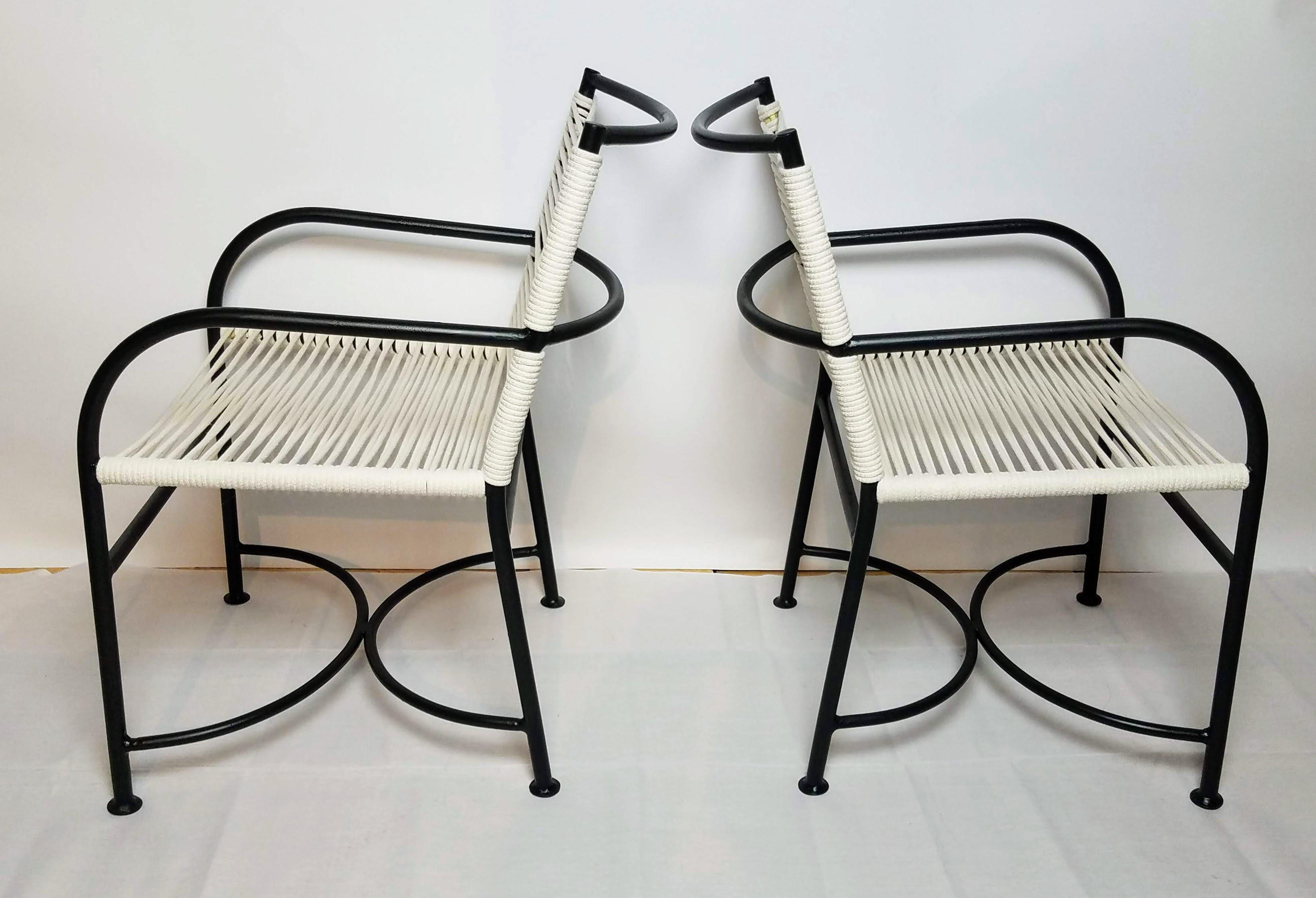 Acier Paire de fauteuils en acier plaqué Robert Lewis, fabriqués à la main à Santa Barbara, Californie, années 1930/40 en vente