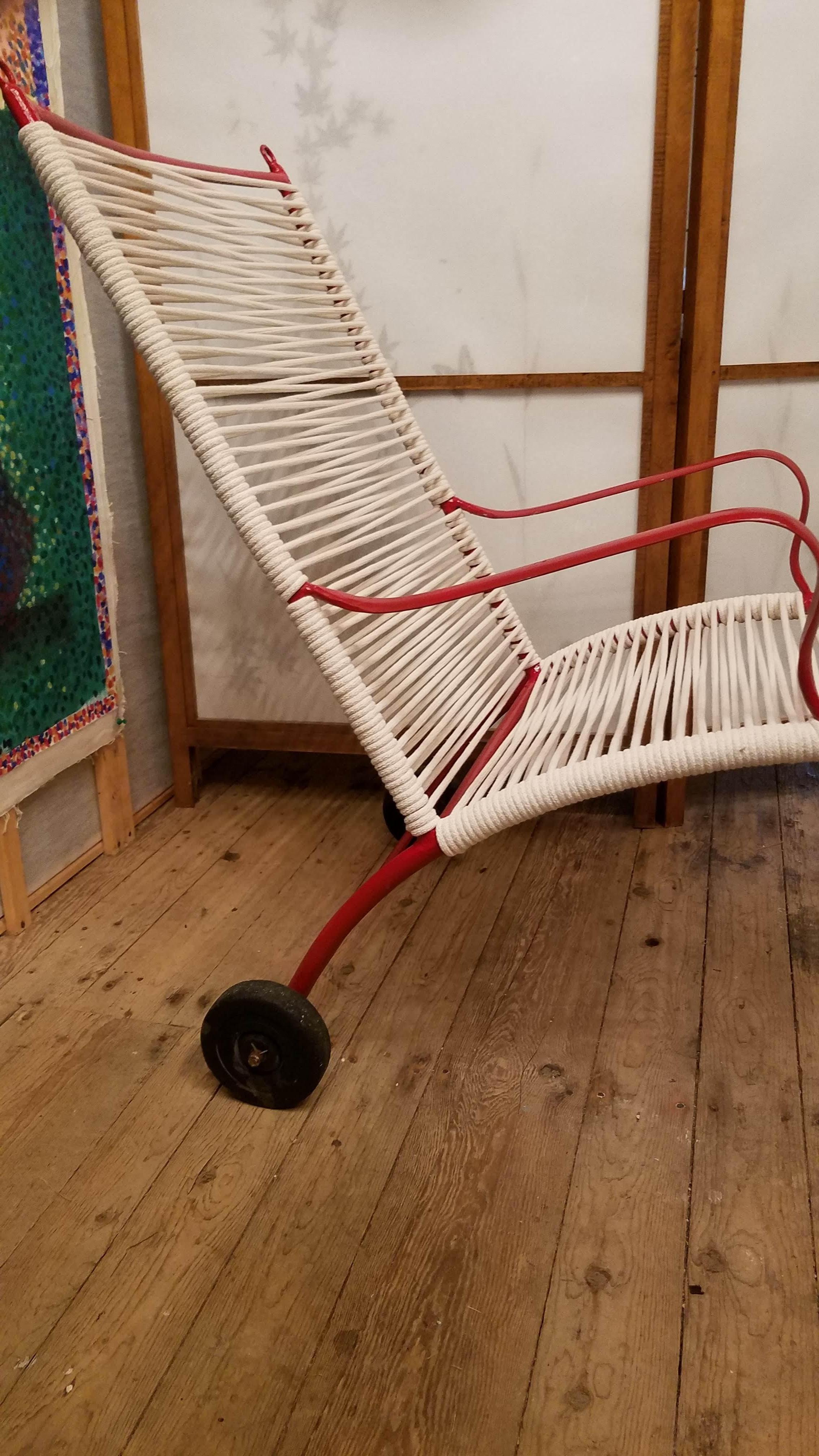 Mid-20th Century Robert Lewis Rolling Chaise Lounge Studio Crafted Santa Barbara, CA. 1930s For Sale