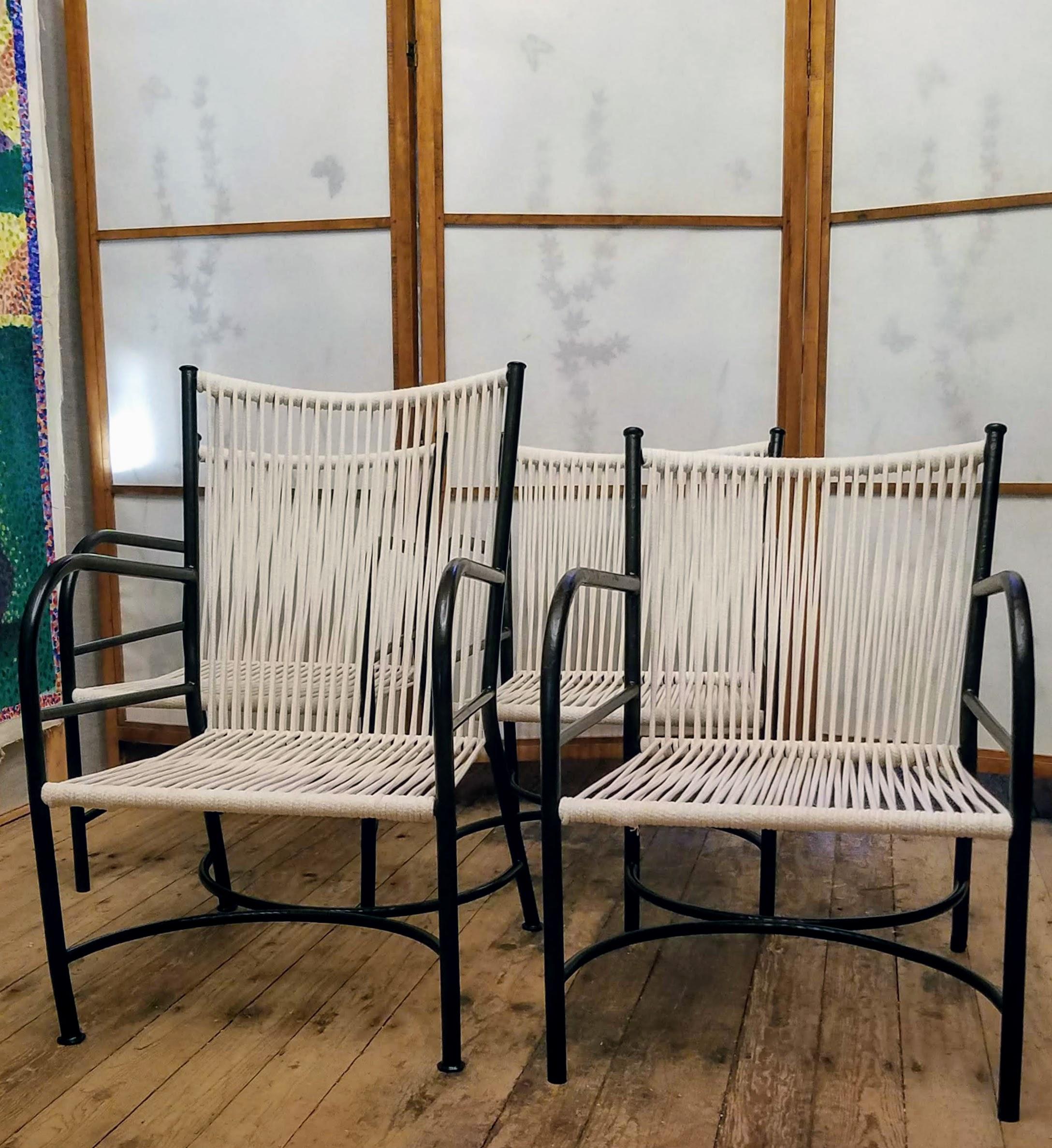 Acier Ensemble de quatre chaises longues Robert Lewis de Studio Crafted Santa Barbara, CA. des années 1940 en vente