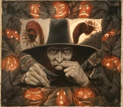 Halloween Witch with Pumpkins