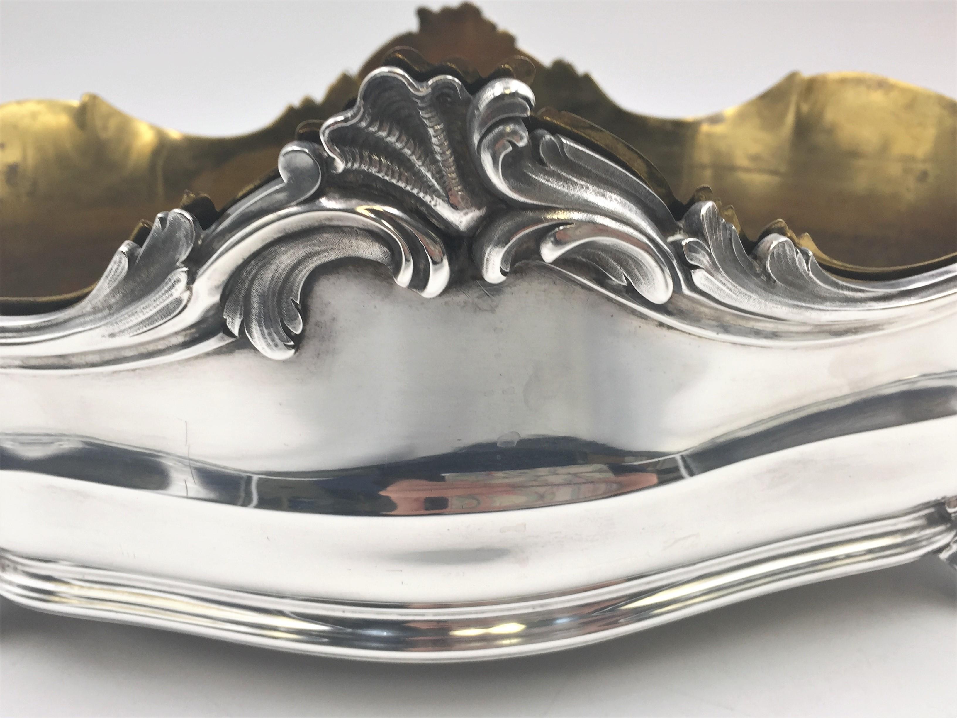 19th Century Robert Linzeler Prestigious Maker French Sterling Silver Centerpiece Rococo For Sale