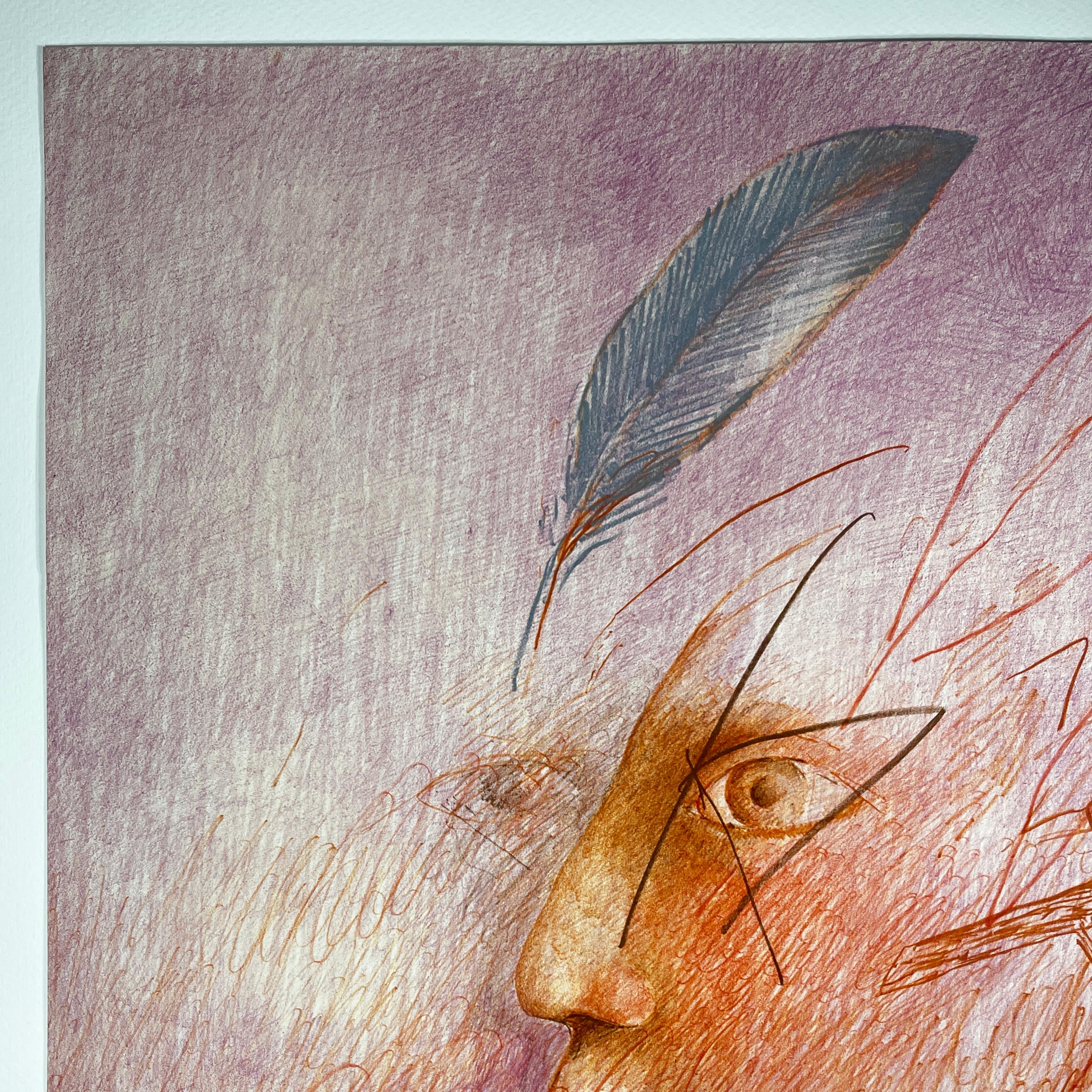 Artista spagnolo firmato a mano in edizione limitata, stampa d'arte originale litografica - Figurative Print Beige di Robert Llimós