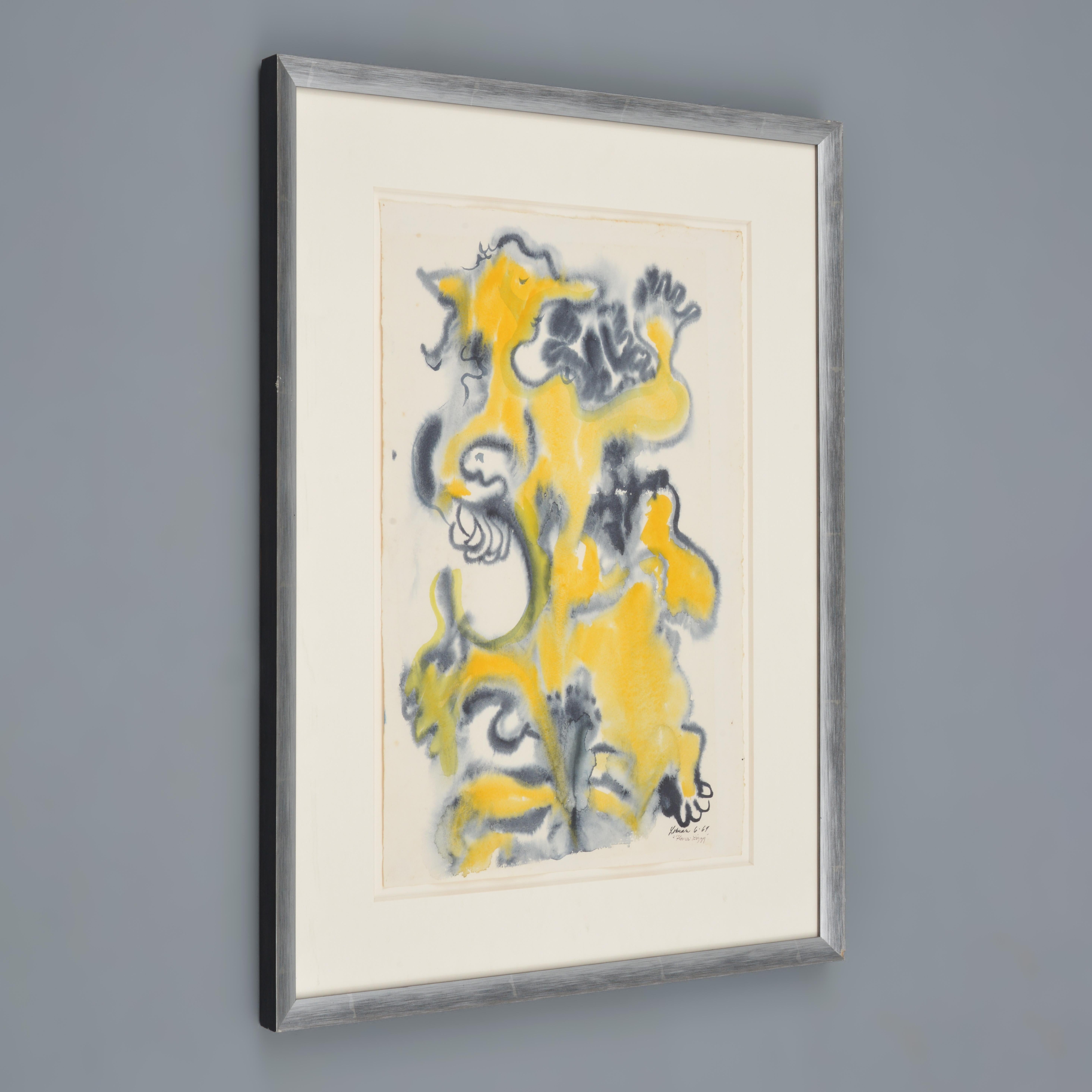 Robert Lohman Pittura, Astratto, nero e giallo, 