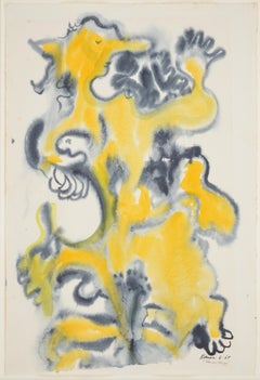 Robert Lohman Pittura, Astratto, nero e giallo, "Fiore - Dizzy"