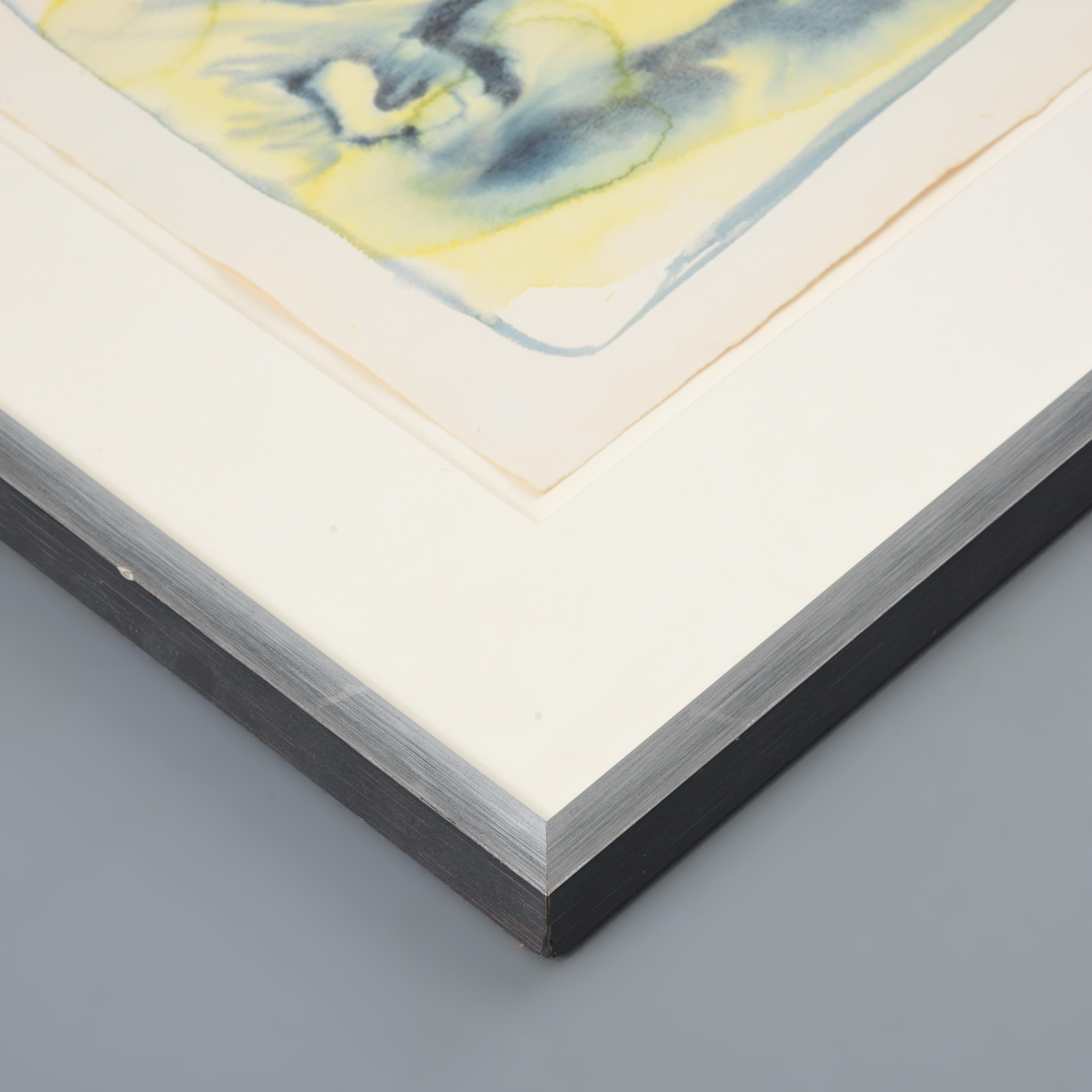Robert Lohman Pittura, Astratto, blu, nero e giallo, 