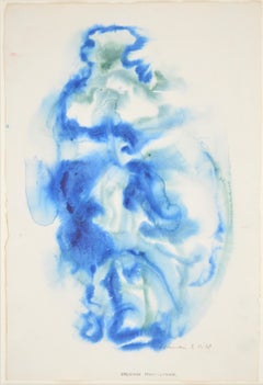 Robert Lohman Pittura, Astratto,  blu e verde, "Filosofo che cammina".