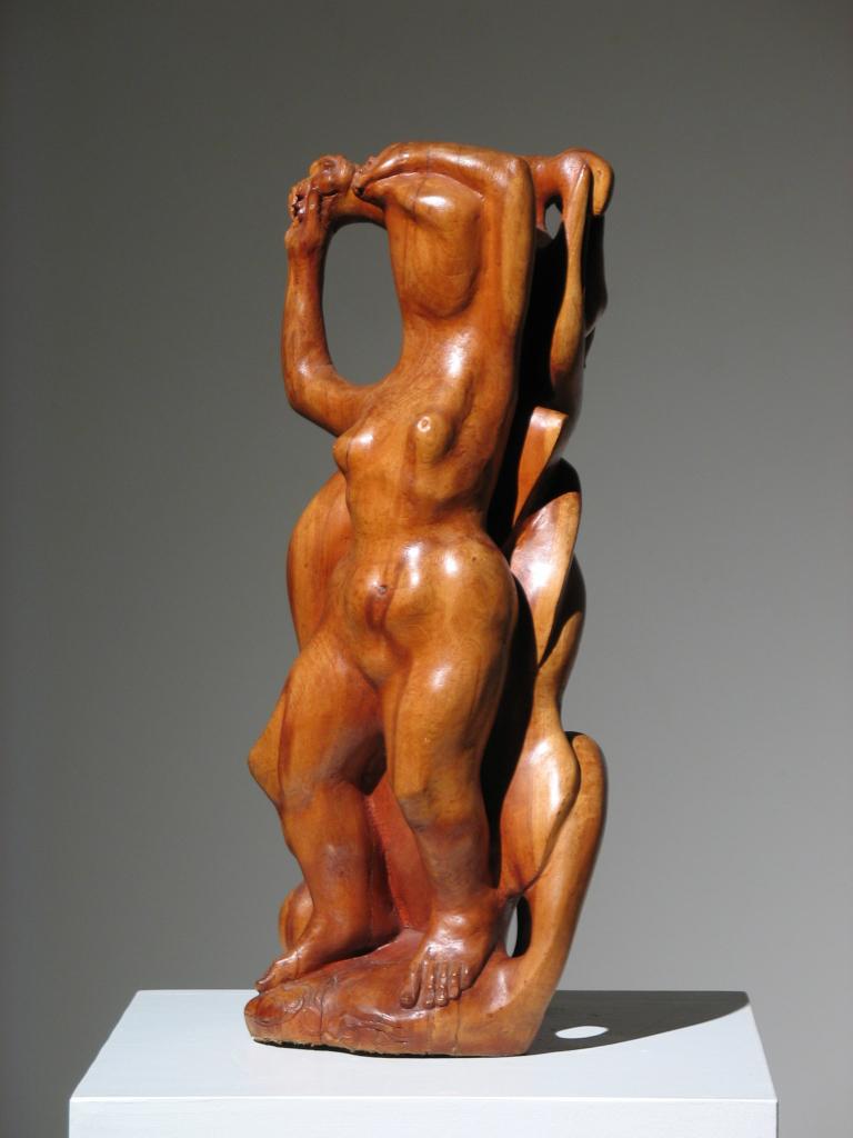 Robert Lohman Nude Sculpture - Two Women Wood Sculpture