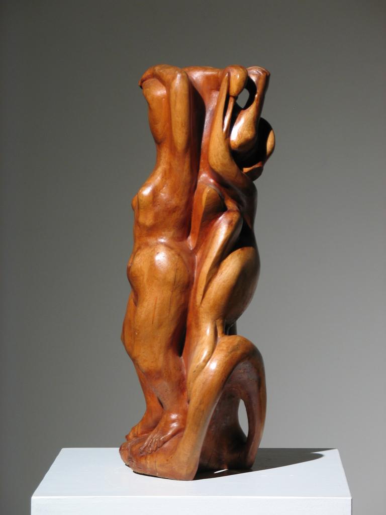 Holzskulptur einer Frau von Frauen (Braun), Nude Sculpture, von Robert Lohman