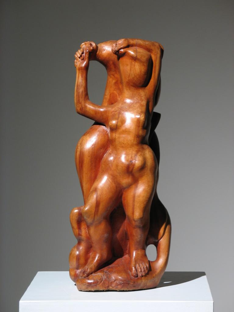 Holzskulptur einer Frau von Frauen (Amerikanische Moderne), Sculpture, von Robert Lohman