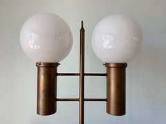 Robert Long Solid Brass and Opal Glass Lamp, Sausalito California, circa 1965