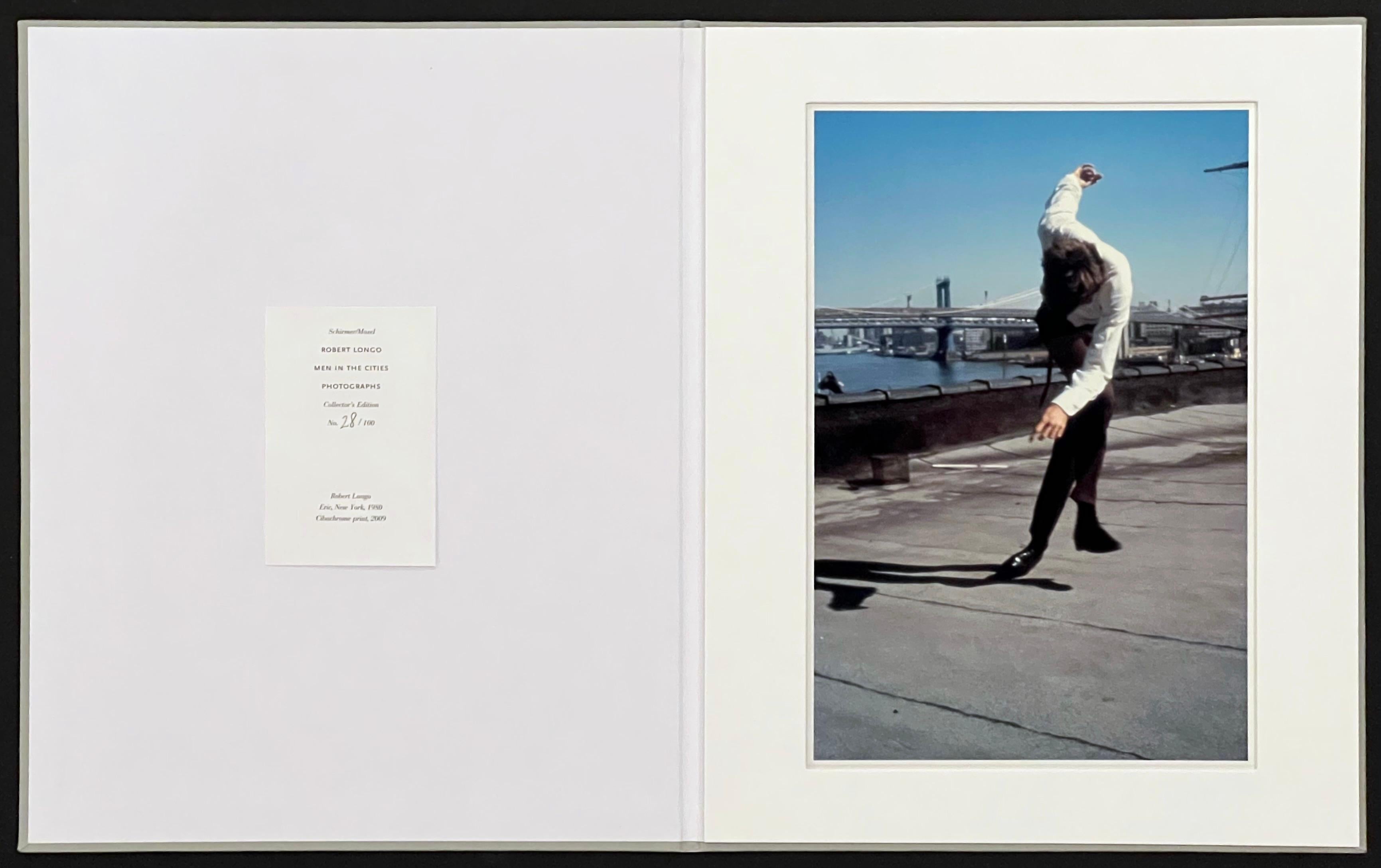 Dancer, actor, musician and model, Eric Barsness was 24 years old when Robert Longo created this image for his infamous, Men in the Cities portfolio.  A highly original color chromogenic print, this artwork is hand-signed in black felt tip pen, and
