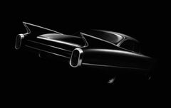 Cadillac Black-and-White Print, Minimalist Style, 2010s, New
