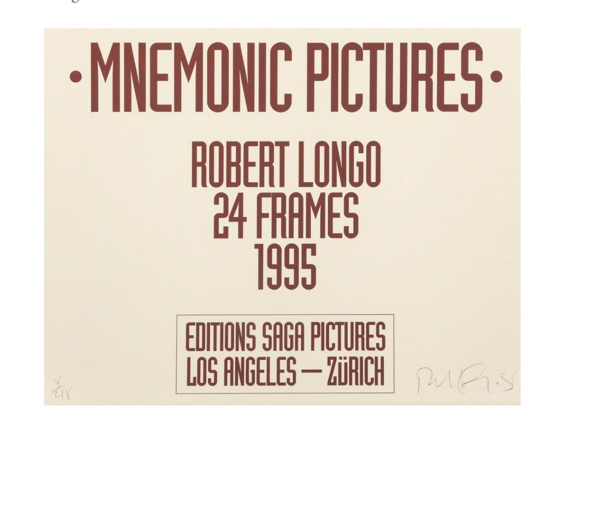Robert Longo Portfolio Mnemonic Pictures, 1995 Lithograph Film Black and White 3