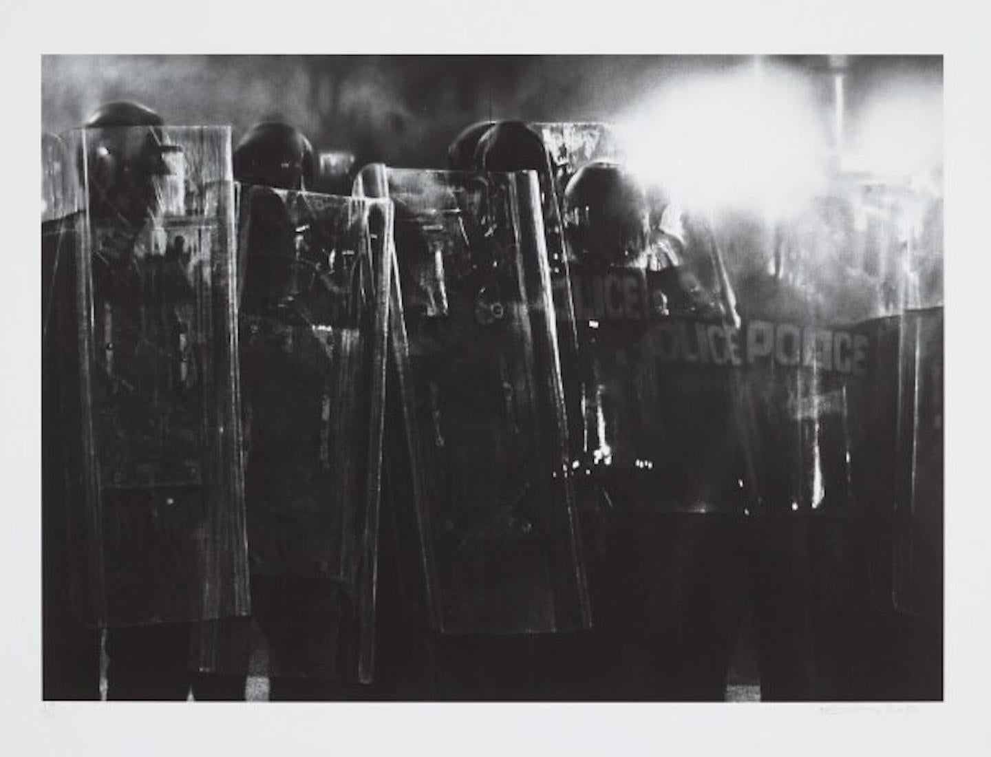 Robert Longo Figurative Print - Untitled (Riot Cops), from Charcoal