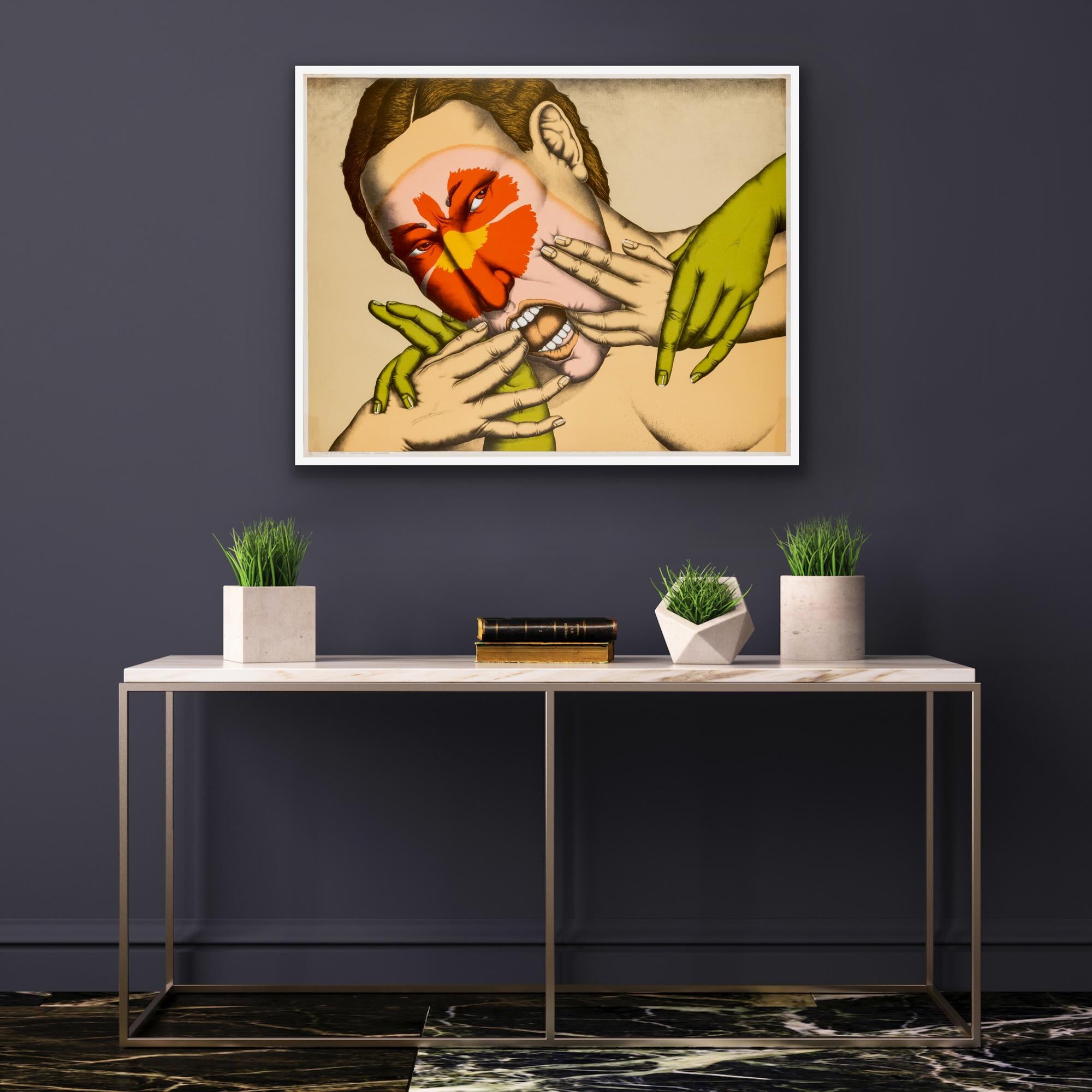 Bright figurative color lithograph print by Robert Losthutter from a limited edition of 60. 

Signed and numbered 55/60 in pencil on lower left front corner of paper.

Offered unframed. Ships rolled. Size: 28.75 x 36.5 inches

Figurative, portrait,