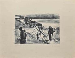 Les Travaux - Lithograph by Robert Lotiron - Early 20th Century