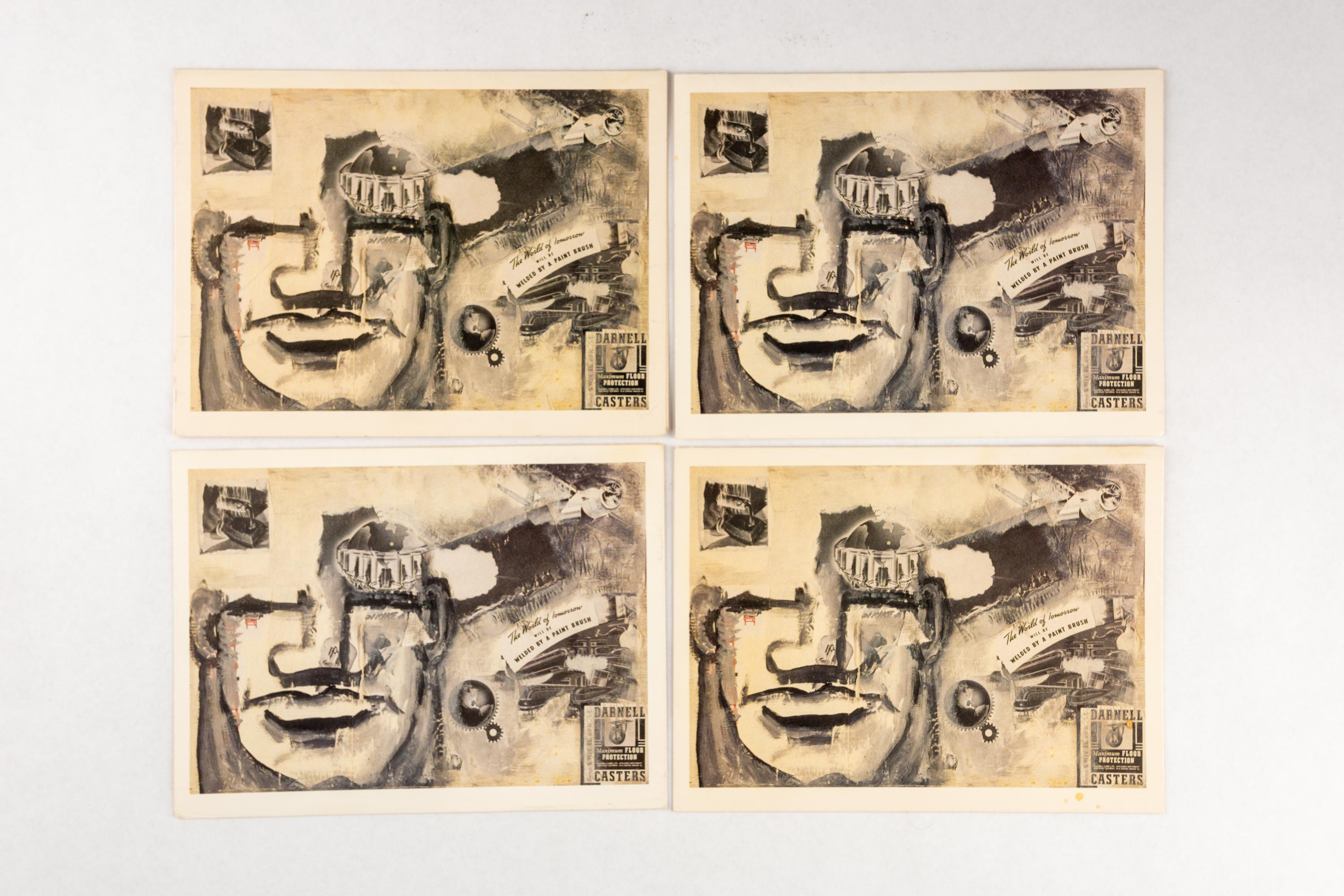 Modern Set of 4 Robert Loughlin Art Exhibition Invitation Postcards For Sale