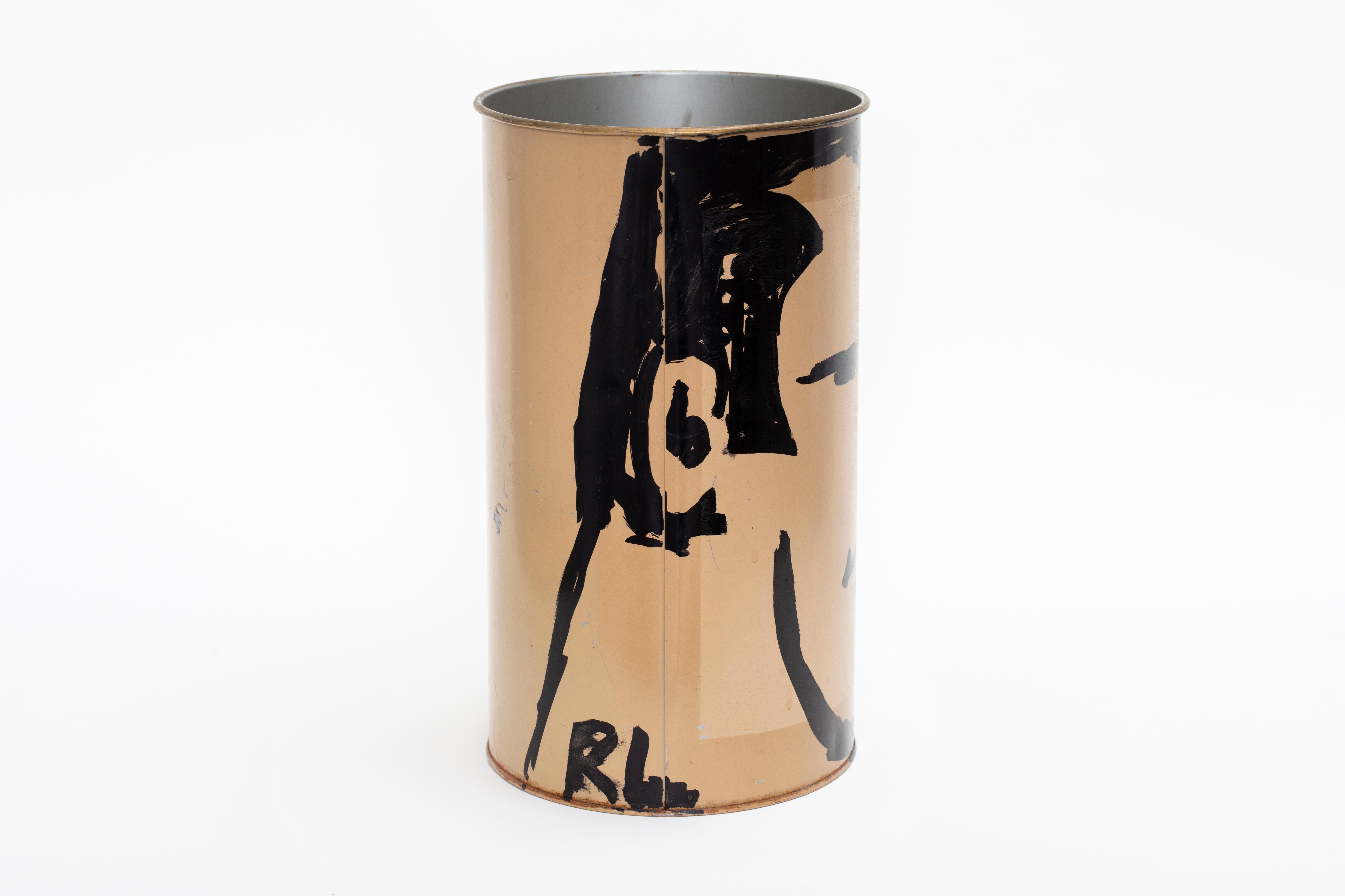 Marker on found trash bin by New York City picking and art legend, Robert Loughlin. Signed and marked on the bottom. Featured in Patrick Parrish Gallery's “Robert Loughlin: 1998-2011” show in 2021.

ROBERT LOUGHLIN (1949-2011) may have been one of