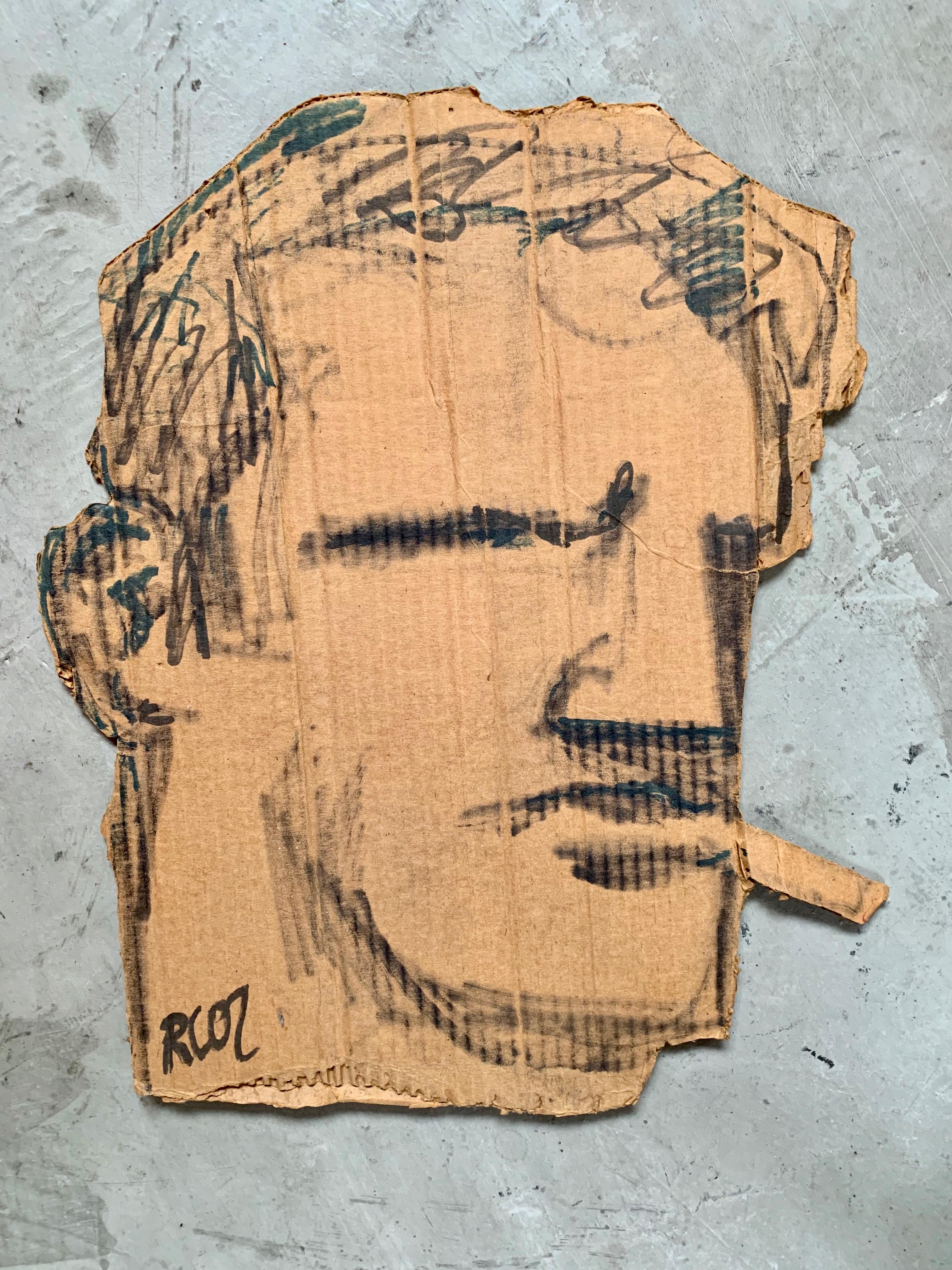 Large original drawing by Robert Loughlin on cardboard. Very unique drawing with the Brute cut out. Signed RL 02' on the front. Titled 'Sleater Kinny' on the back.

   