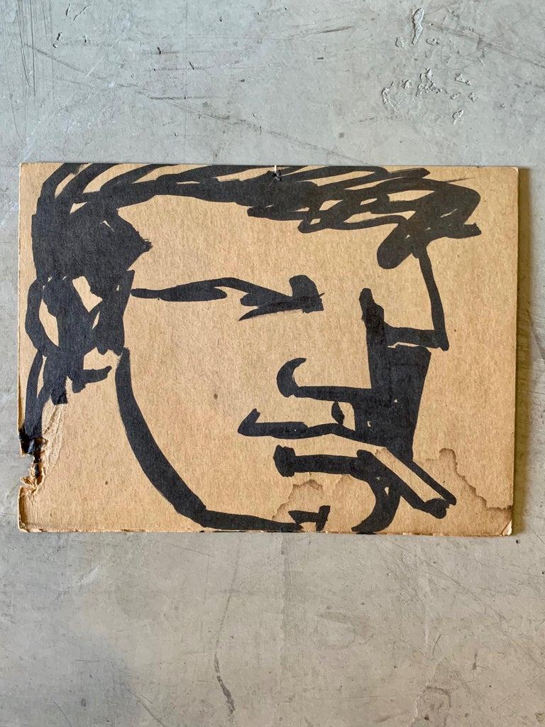 Great original drawing by Robert Loughlin on cardboard. Image of 'the Brute' with cigarette facing to the right. Signed RL on the back. Water stain on bottom right. Over 20 original Robert Loughlin works available in separate listings.