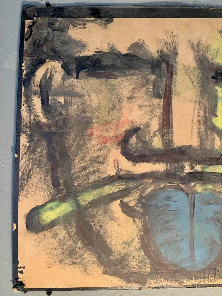 Great original painting by Robert Loughlin on cardboard. Large piece with colorful image of 'the Brute.' Greens, yellows and blues with black outline. Over 20 original Robert Loughlin works available in separate listings.