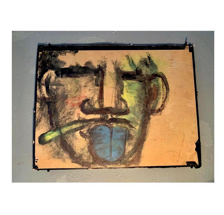 Late 20th Century Robert Loughlin Original Painting on Cardboard For Sale