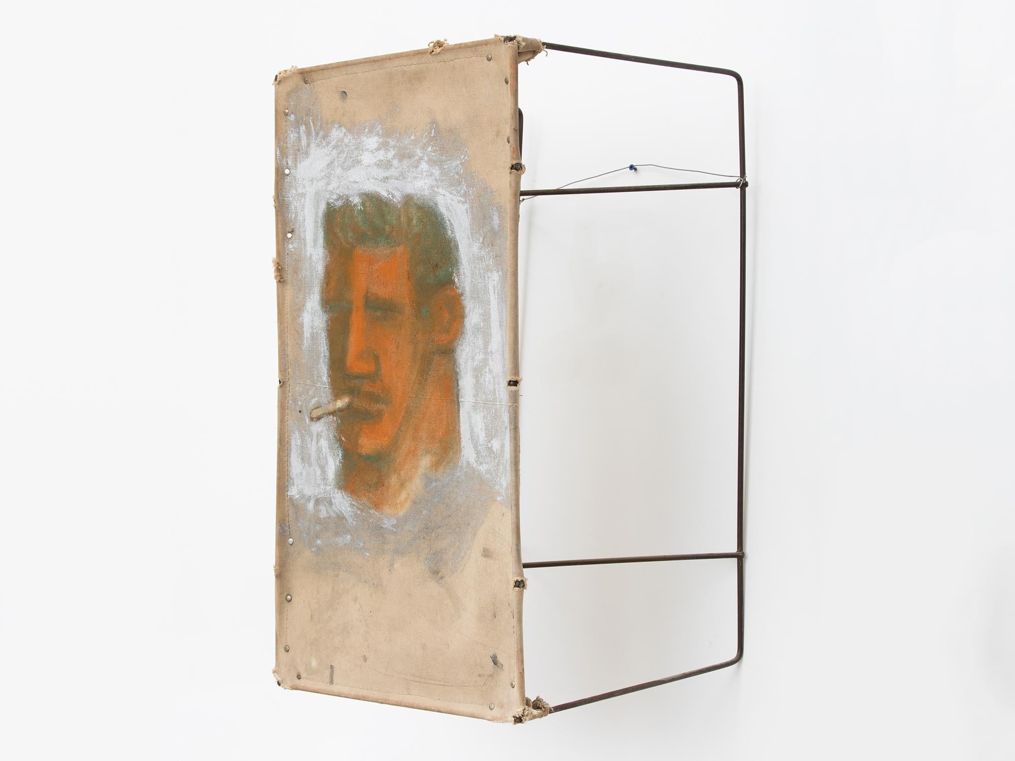 Contemporary Robert Loughlin “Untitled” Canvas Painting on Metal Armature For Sale