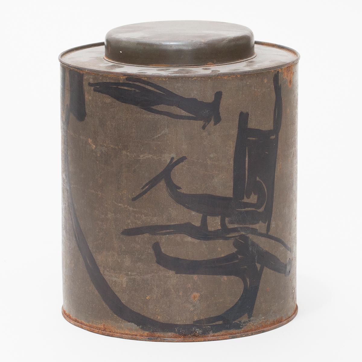 Marker on found metal tin by New York City picking and art legend, Robert Loughlin. Featured in Patrick Parrish Gallery's “Robert Loughlin: 1998-2011” exhibition in 2021.

ROBERT LOUGHLIN (1949 - 2011) may have been one of the most elusive artists