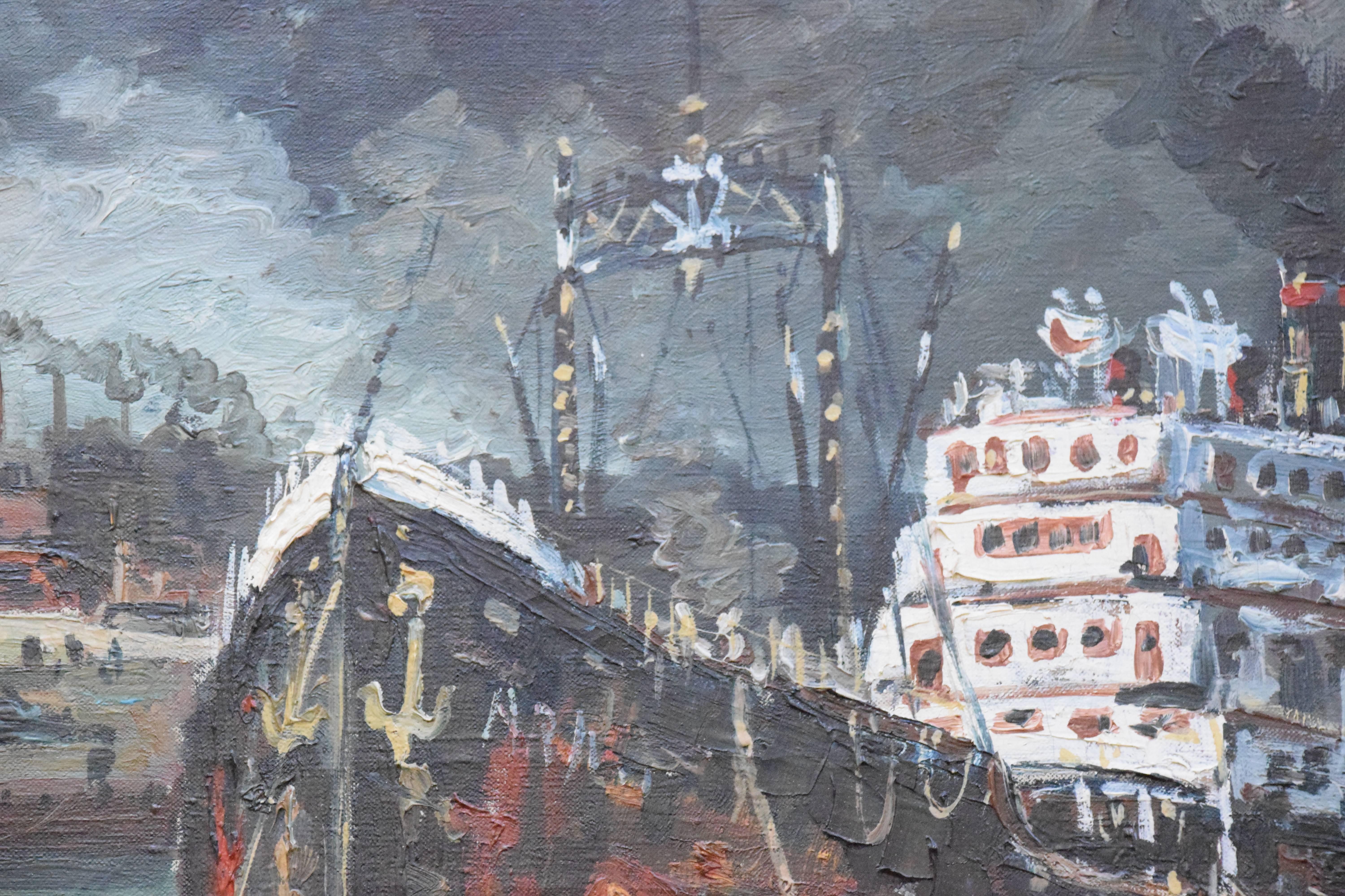  Nantes  Port maritime - Painting de Robert L.P. Lavoine
