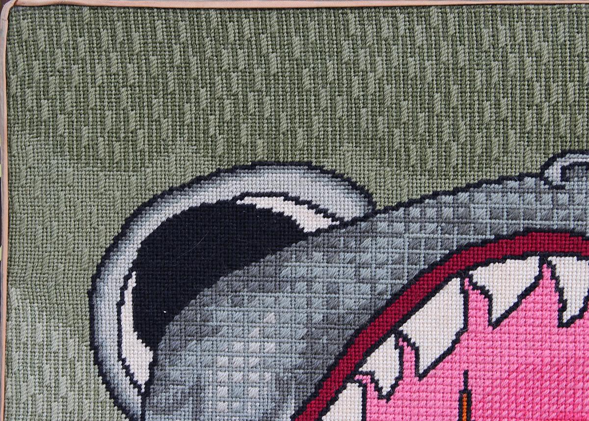 Modern Abstract Needlepoint Textile Tapestry of the Parable of Jonah & the Whale 2