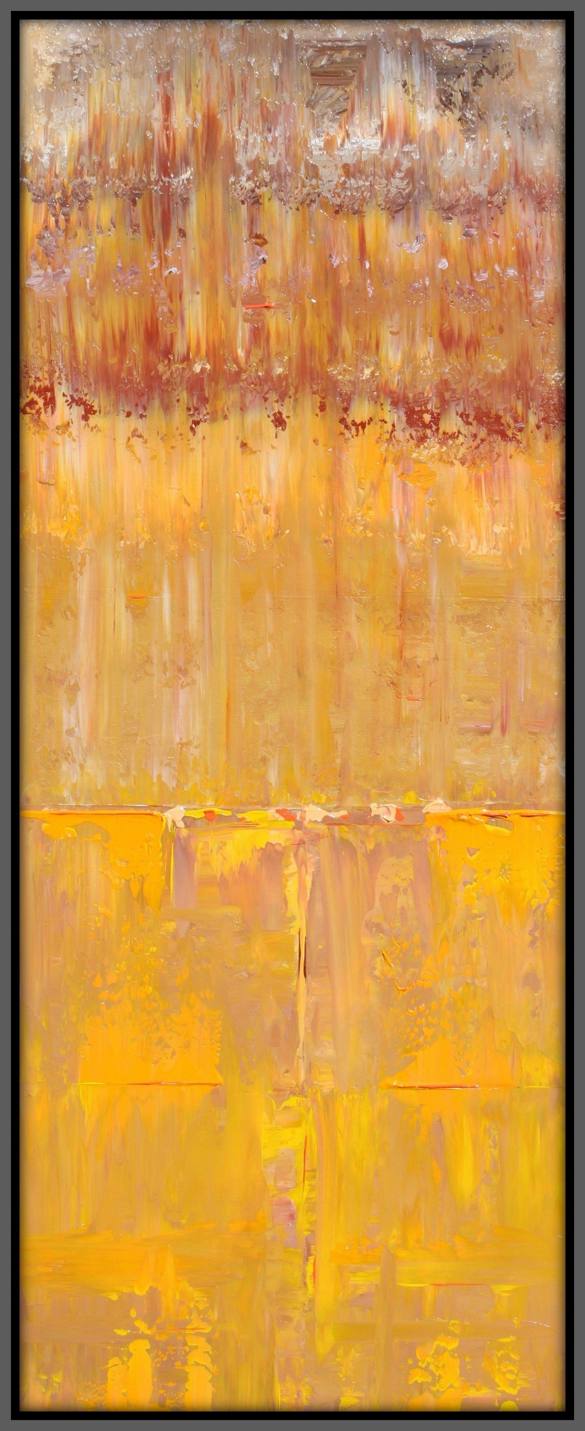 Abstract Autumn Concept, Painting, Acrylic on Canvas - Brown Abstract Painting by Robert Lynn