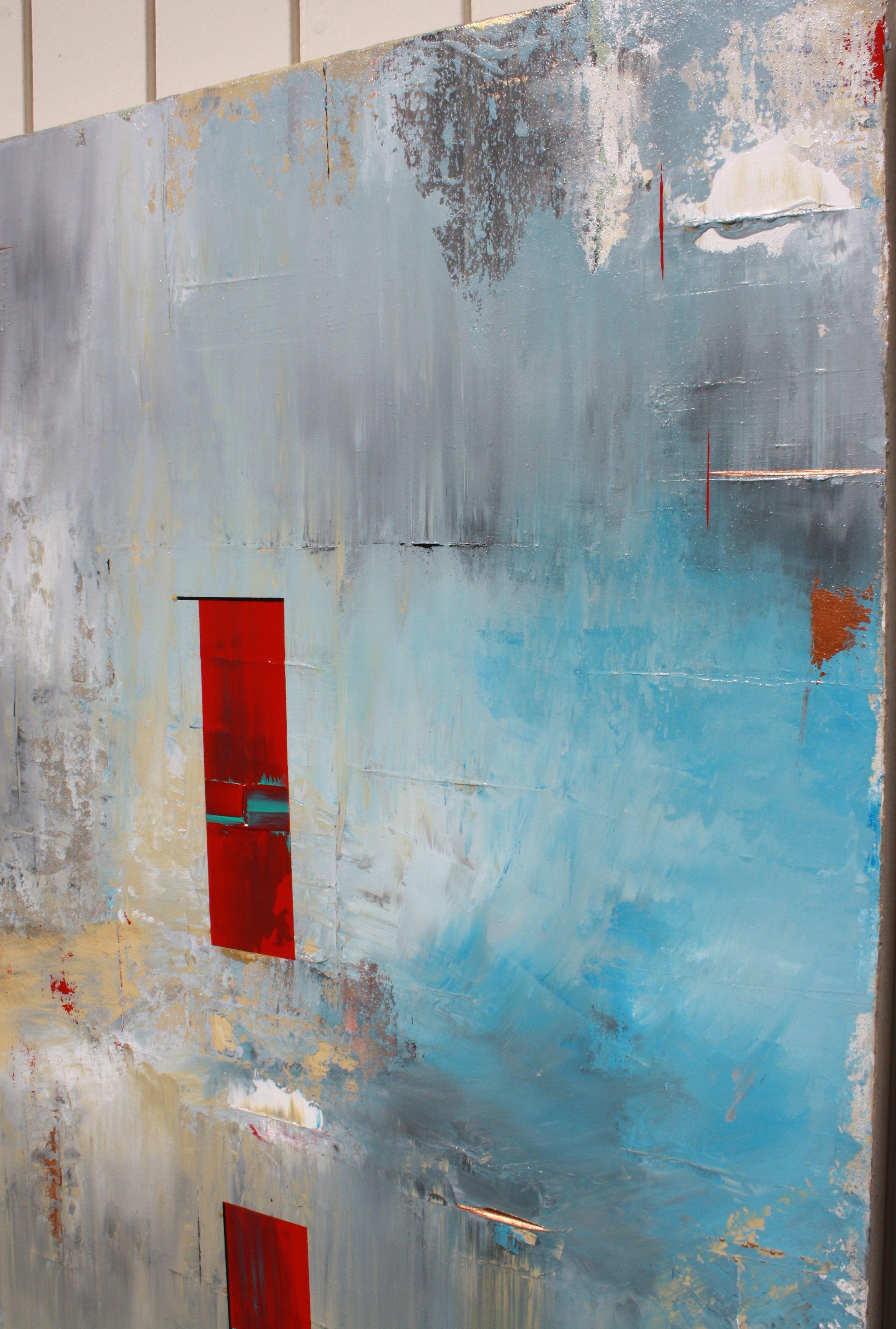 Concetto Astratto Uno, Pittura, Acrilico su tela - Abstract Painting Grigio di Robert Lynn