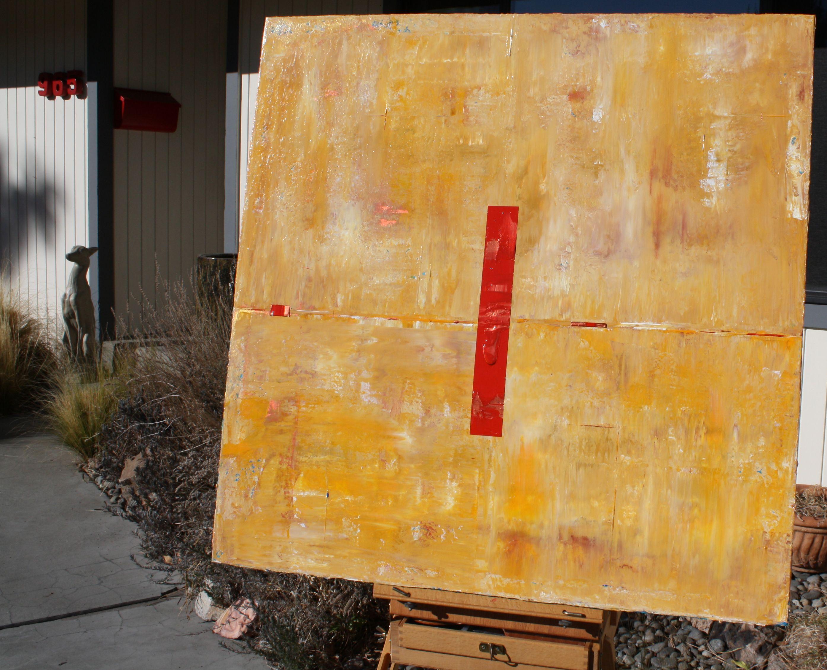 Unframed Ready to hang. Sides will be painted to match painting. (16 layers) Textured/Layered Abstract Painting. Painted with palette knives. The color tones I have used in this painting are White, Gold, Deep Yellow, Yellow, Copper, Blue and small