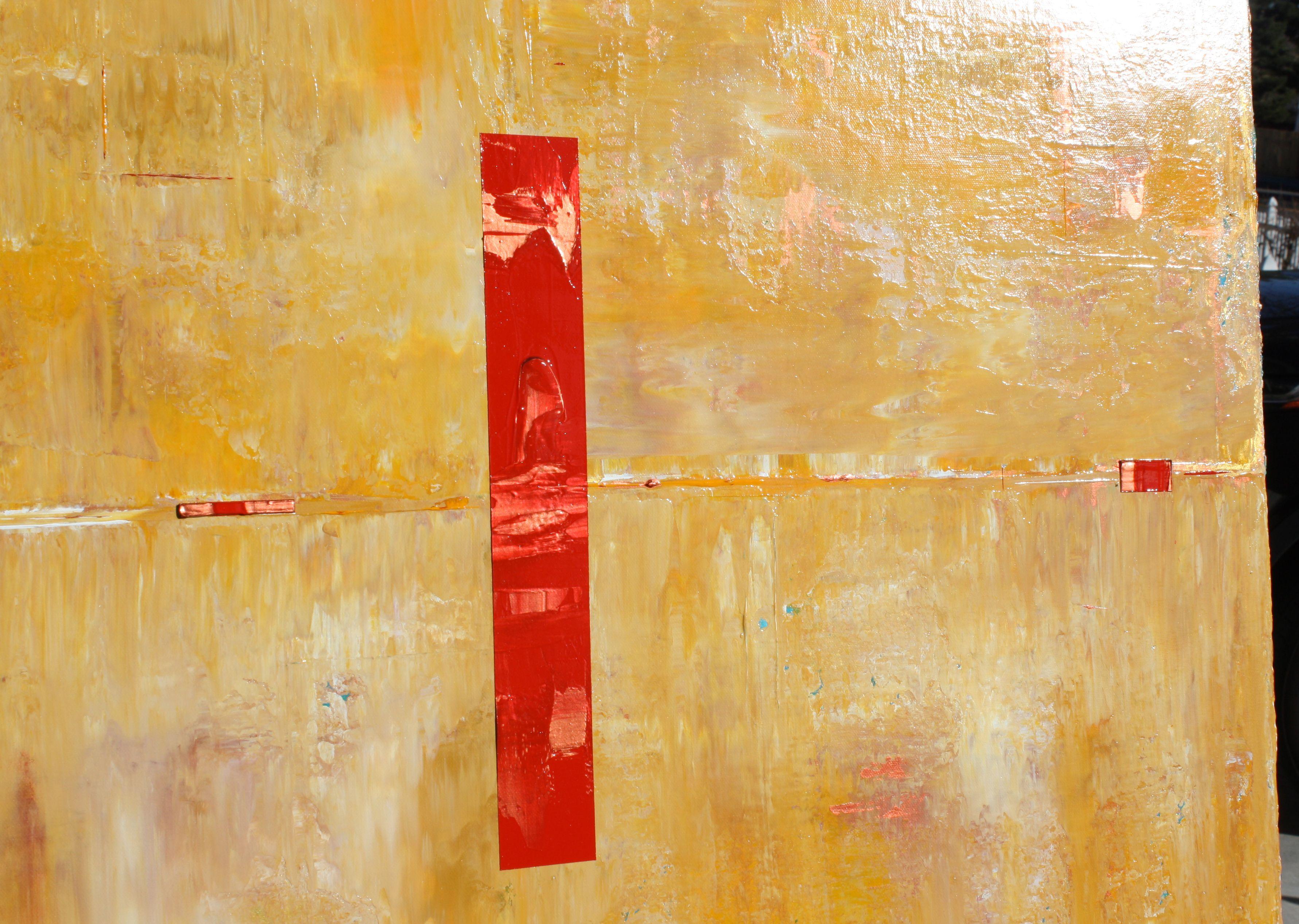Abstract Concept Red Copper Line, Painting, Acrylic on Canvas 1