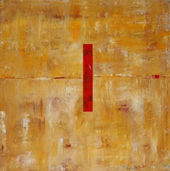 Abstract Concept Red Copper Line, Painting, Acrylic on Canvas