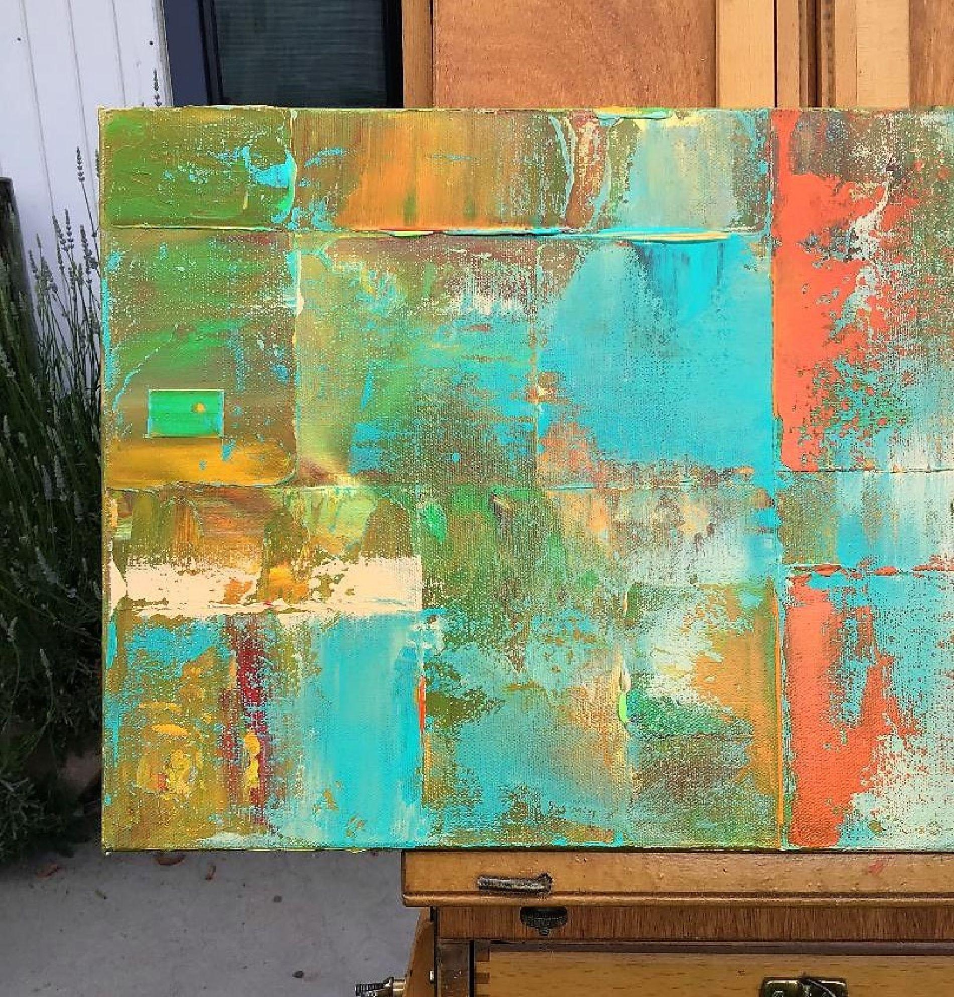 Entorno abstracto, Pintura, Acrílico sobre lienzo - Abstract Painting Verde de Robert Lynn