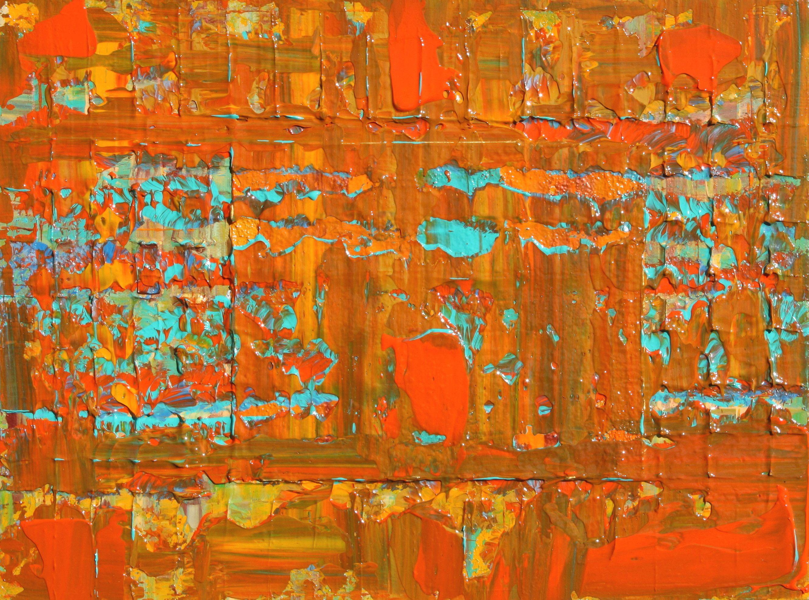 Concetto astratto arancione, giallo, acqua, Pittura, Acrilico su tela - Painting Astratto di Robert Lynn