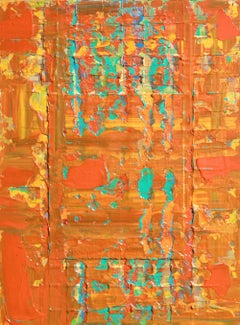 Concetto astratto arancione, giallo, acqua, Pittura, Acrilico su tela