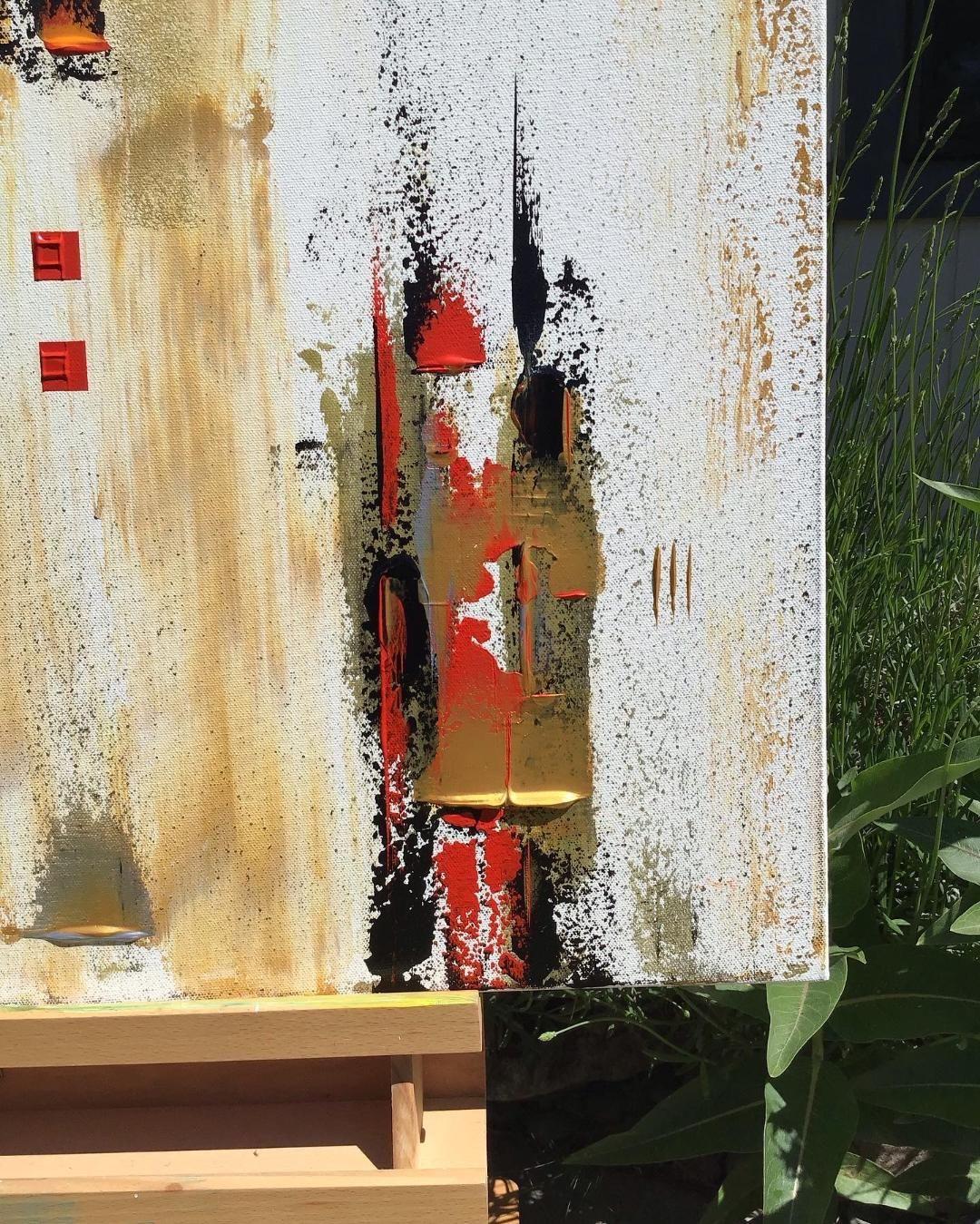 Abstracción Expresión Tres, Pintura, Acrílico sobre lienzo - Abstract Painting Beige de Robert Lynn