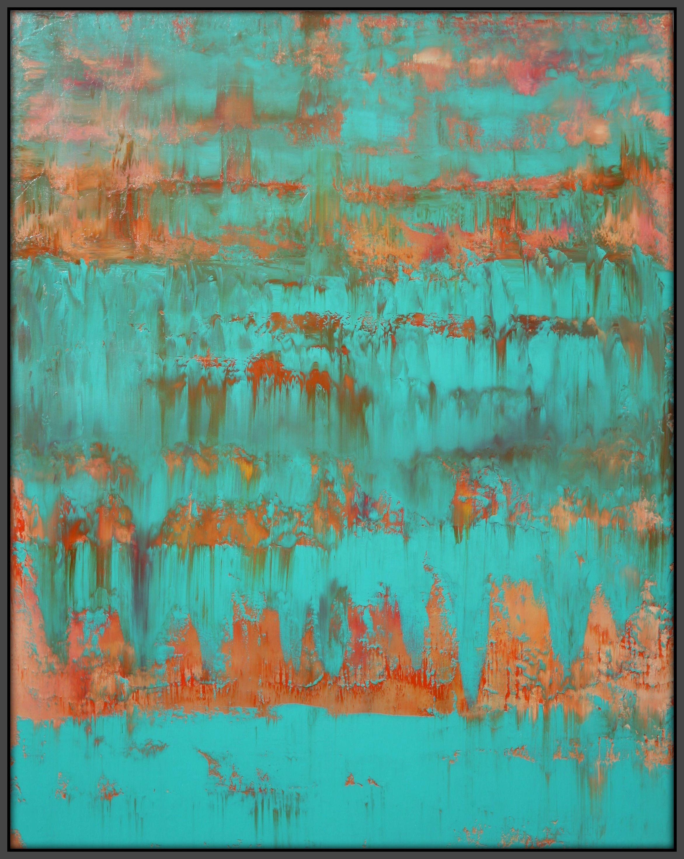 Aqua Turchese Verde Astratto Uno, Pittura, Acrilico su Tela - Painting di Robert Lynn