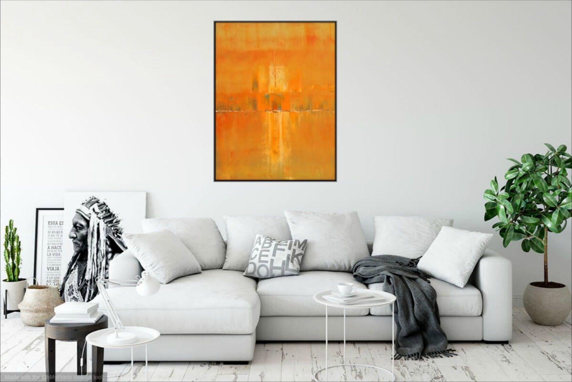 Concepto Naranja Atrevido Abstracto, Pintura, Acrílico sobre Lienzo en venta 1