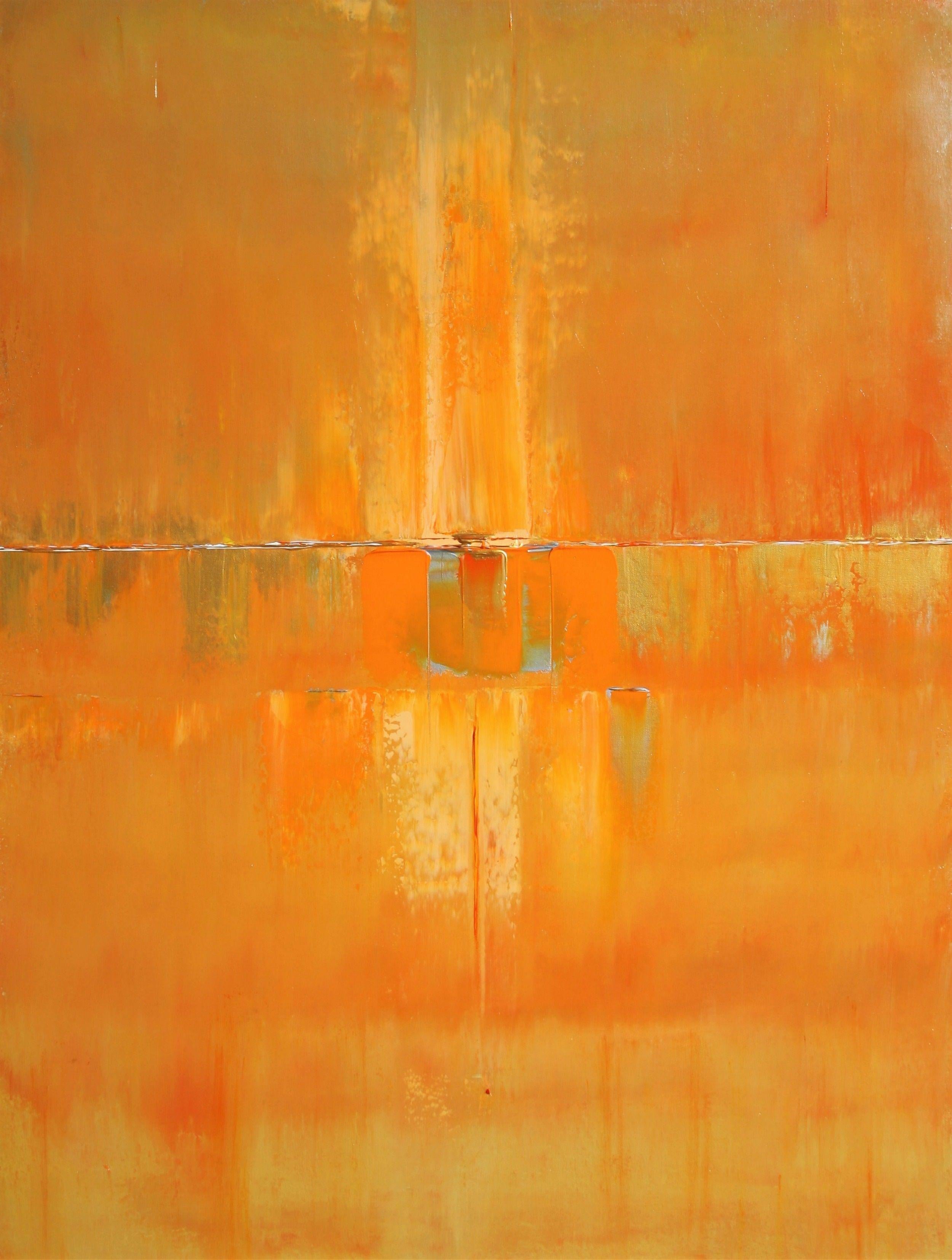 Abstract Painting de Robert Lynn - Concepto Naranja Atrevido Abstracto, Pintura, Acrílico sobre Lienzo
