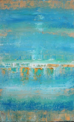 Caribbean Water/Sky Abstract, Painting, Acrylic on Canvas