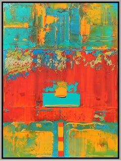 Orange Red Yellow Line Abstract, Painting, Acrylic on Canvas