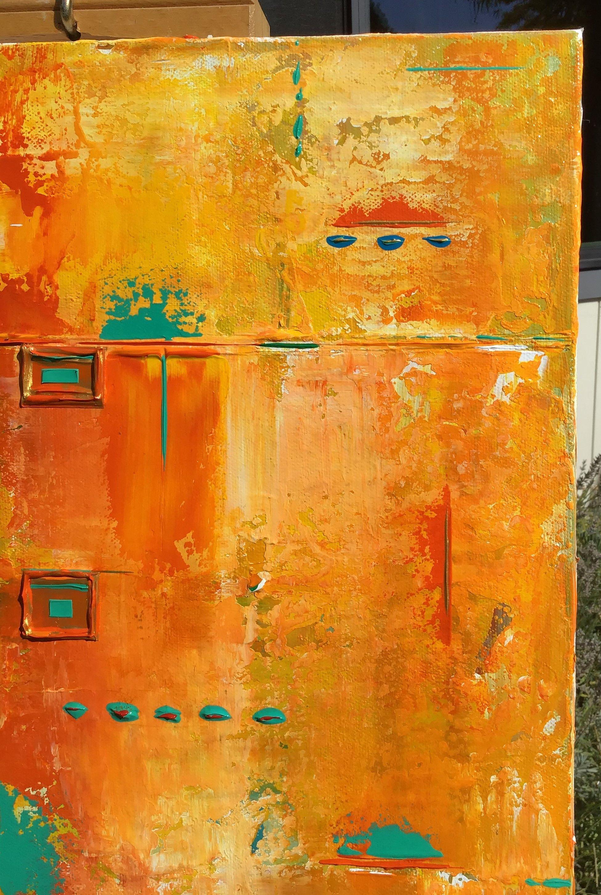 Abstract Perspective, Painting, Acrylic on Canvas - Orange Abstract Painting by Robert Lynn
