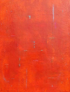 Primitive Red Orange Abstract II, Painting, Acrylic on Canvas